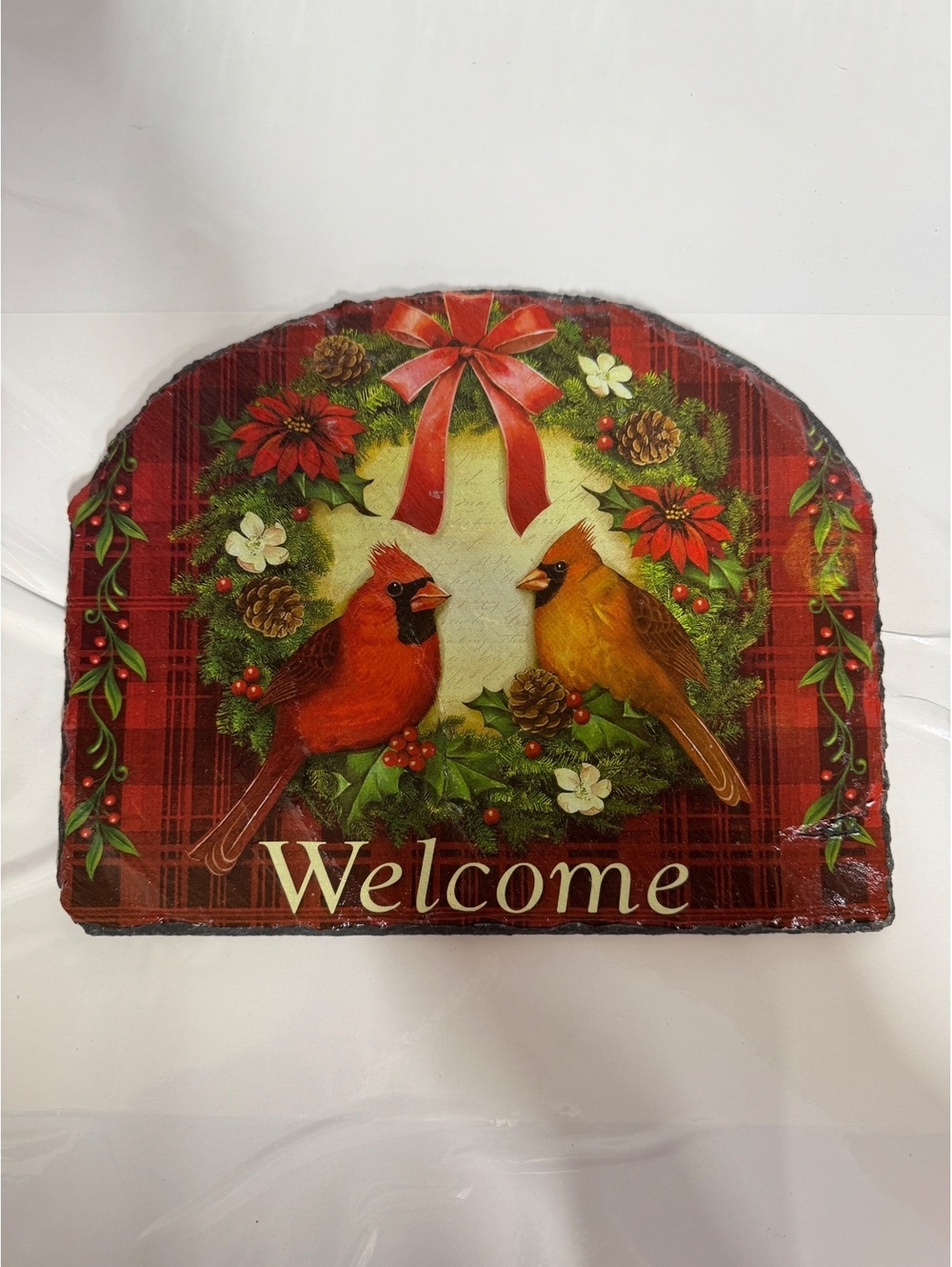 Home Expressions Welcome Cardinal Birds Slate Plaque Christmas Decor